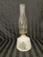 Vintage 16&rdquo; Hurricane Oil Lamp with Milk Glass Base | No Cracks or Chips
