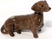 Adorable Vintage BESWICK England Dachshund Weiner Dog Figure with Original Sticker, 5.25" Long, No Chips or Cracks