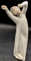 Retired LLADRO Spain Porcelain Figurine Yawning Boy, Matte Finish, 8.25" Tall, No Chips or Cracks