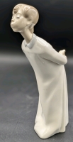 Retired LLADRO Spain Porcelain Figurine Nightshirt Kissing Boy Glossy Finish, 8" Tall, No Chips or Cracks