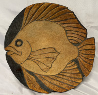 Vintage Signed 14&rdquo; Pottery Stonewear Bowl | Fish Design | No Chips or Cracks