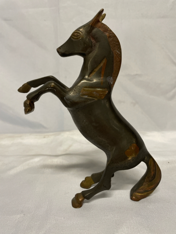 Vintage 7&rdquo; Solid Bronze Rearing Horse Figure