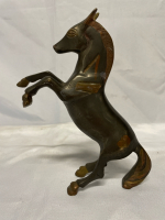 Vintage 7&rdquo; Solid Bronze Rearing Horse Figure