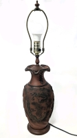 Vintage Japanese Tokoname-Style Dragon Lamp, Working with Bulb, 25" Tall