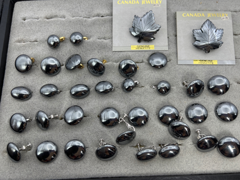 Genuine Hematite Earrings and Brooches