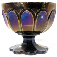 Signed Vintage Northwood Ice Blue Iridescent Carnival Glass Footed Compote Bowl / Goblet, 3.75" Tall, No Chips or Cracks, Sticker & Tape Residue on Side