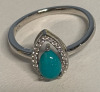 925 Sterling Silver Ring Pear Turquoise 7 x 5mm Natural Gemstone Size 8 - 3