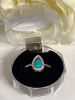 925 Sterling Silver Ring Pear Turquoise 7 x 5mm Natural Gemstone Size 8 - 6