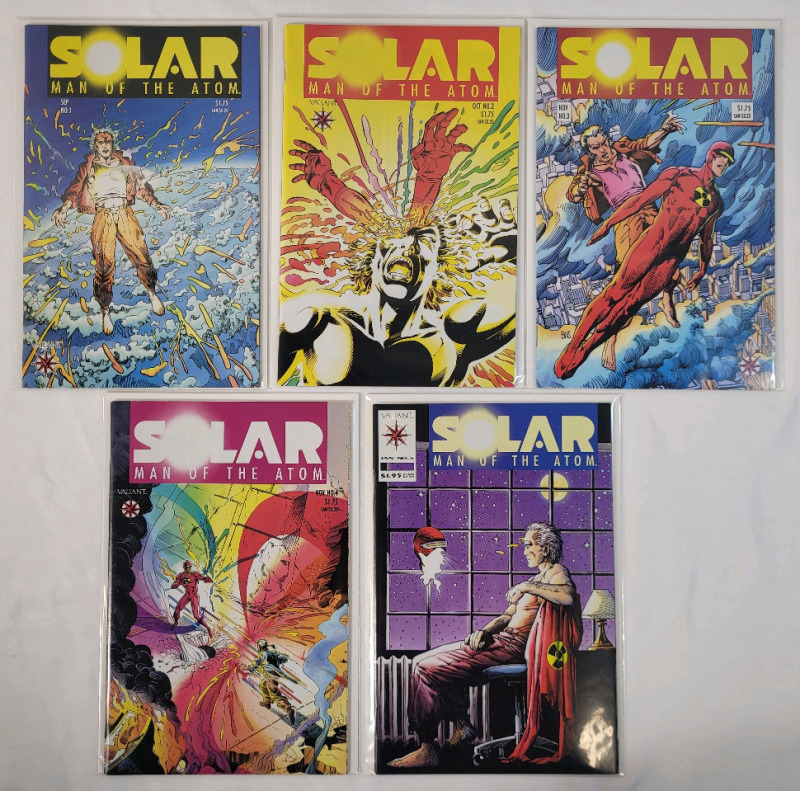 Valiant Comics (1991-) SOLAR Man of the Atom No.1-No.5 , Consecutive Run , 5 Comics . All Comics in Very Fine Ungraded Condition .