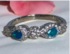 925 Sterling Silver Ring Blue Opal 4x3mm Natural Gemstone Size 8