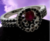 925 Sterling Silver Round Ruby 4mm Black Spinel Hemstone Ring Size 7.5