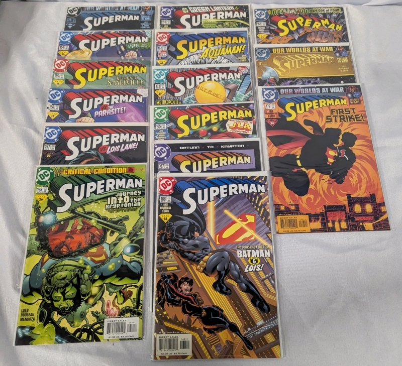 15 Vintage DC Superman Comics. #154-159, 162, 163, 165, 168, 169, 171-173.