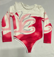 New Sz 7Y Girls&rsquo; Printed Bodysuit with Long Sleeves