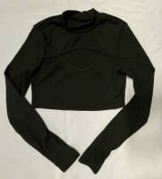 New Sz Small Ladies Long Sleeve Crop Top with Cutout Detail