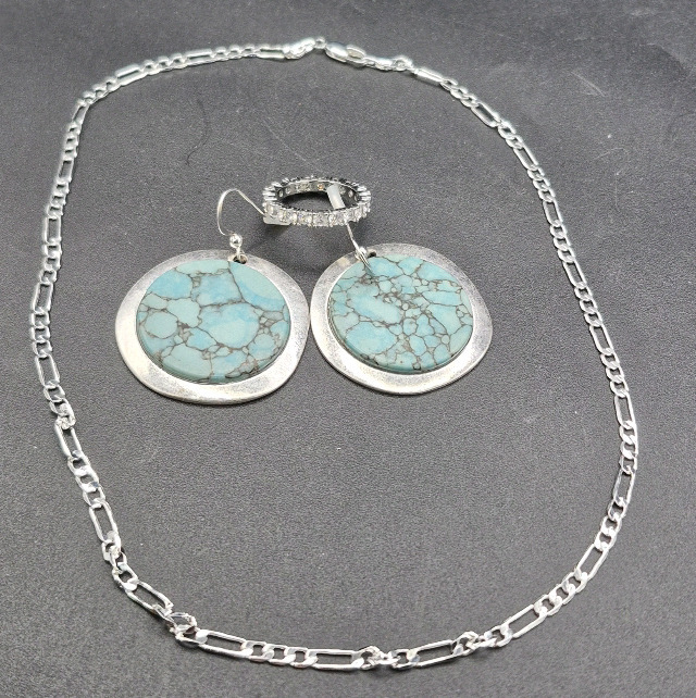 3 New Jewelry Pieces - Earrings, Necklace and sz 7.5 Ring