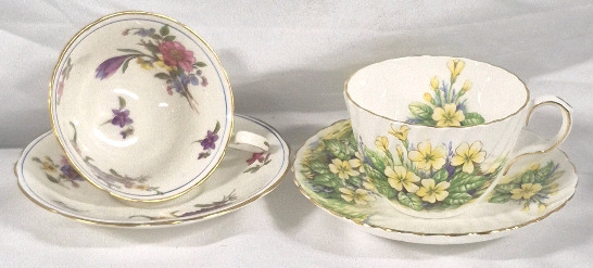 2 Vintage Aynsley Teacups and Saucers - All Ring True