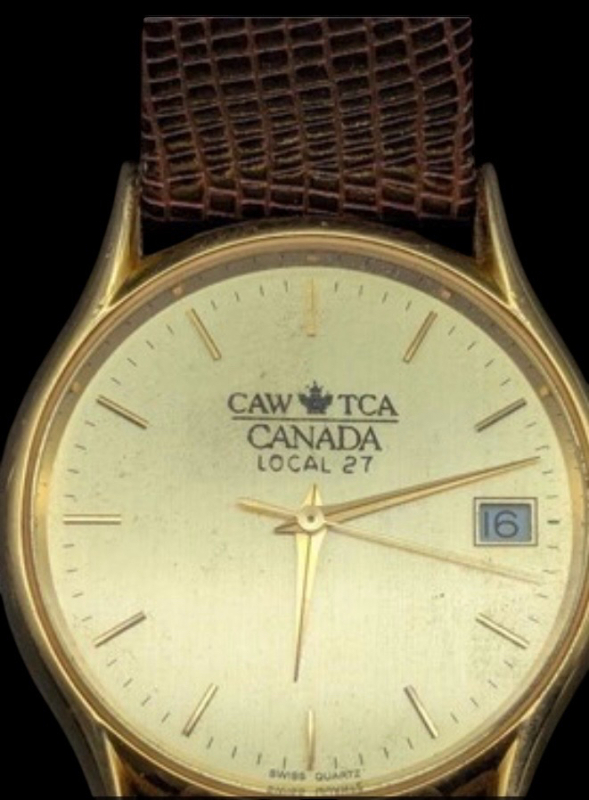 CAW TCA Canada Local 27 18K 3 Microns Quartz Watch Working Monogrammed at Back