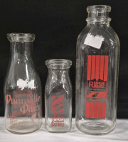 Vintage Ridge Dairy, Dunnville Dairy & Bateson's Model Dairy Milk Bottles - 6" to 10.25" Tall