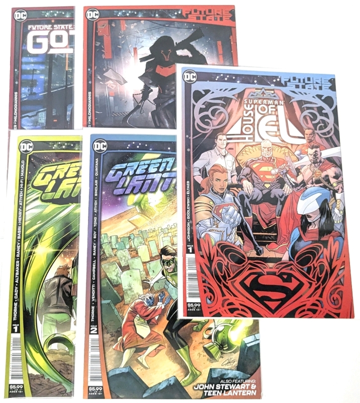 5 DC FUTURE STATE Comics: GOTHAM #1,2, GREEN LANTERN #1,2, HOUSE OF EL #1, All Bagged & Boarded