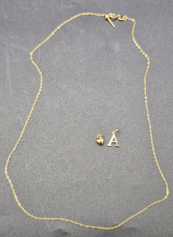 New 925 Dainty Chain and Pendant "A" - See Description for Clasp
