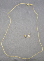 New 925 Dainty Chain and Pendant "A" - See Description for Clasp