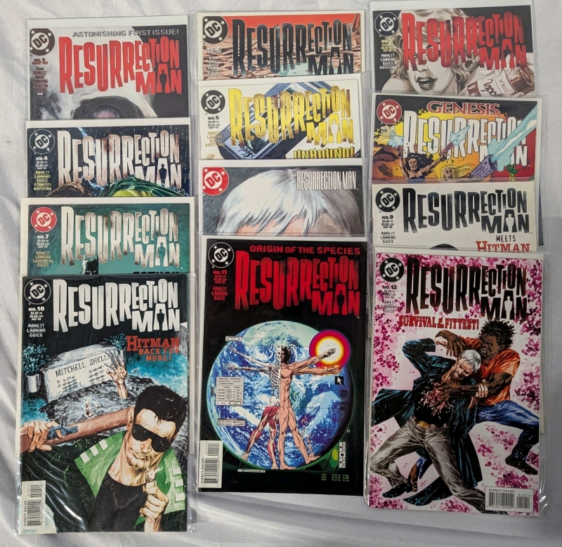 12 Vintage Comic Run of DC Comics Resurrection Man. Issues 1-12.
