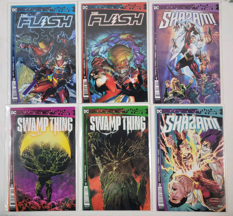 DC Comics Future State : The Flash #1-#2 , Swamp Thing #1-#2 & Shazam! #1-#2 . All High Grade .