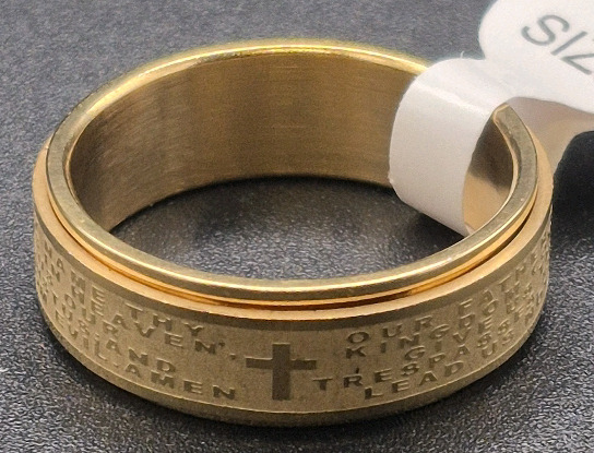 New sz 12 Men's SPINNER RING WITH PRAYER ACCENT