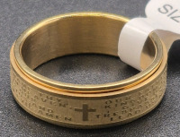 New sz 12 Men's SPINNER RING WITH PRAYER ACCENT