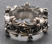 New sz 10 "Chrome Hearts" Stamped 925 Double Cemetery Cross Ring