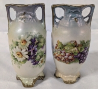 2 Vintage Porcelain Floral Vases. Made in Austria. 5.75" Tall.