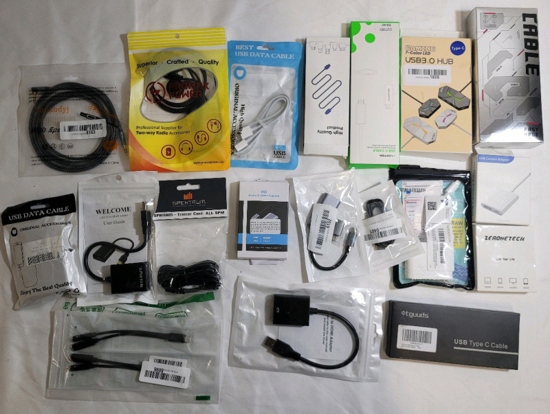 18 New Computer & Tablet Cables / Cords . USB , HDMI , AV , Data , Hubs plus more