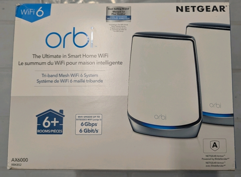 As New In Box Netgear Orbi Smart Home Mesh WiFi System. Tested for power only. As is.