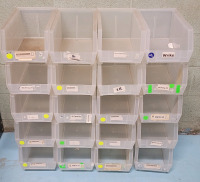 20 U-Line Plastic Stackable Bins - Each Bin Measures 15"&times;8"&times;7", Clear
