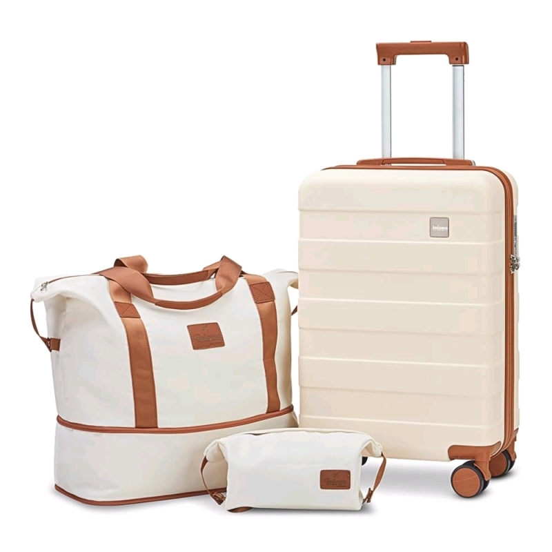 New IMIOMO 3 Piece Luggage Set : 20" Suitcase with Spinner Wheels, Carry-On Bag & Toiletries Bag with TSA Lock | Retails $330!