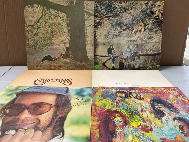 6 Soft Rock LPs | WINGS , LENNON /ONO, CARPENTERS,ELTON JOHN, JAMES TAYLOR, 5th DIMENSION | Scuffs and Scratches Present