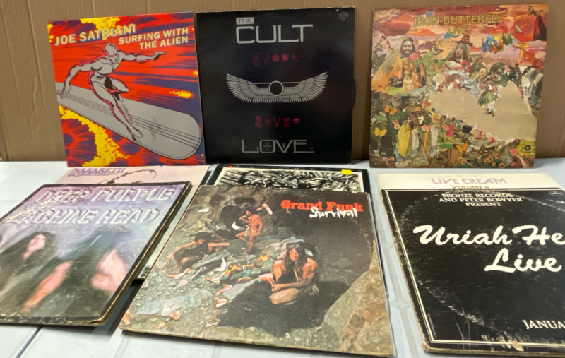 10 Vintage Rock LPs | Includes URIAH HEEP Double Album | See Photos for Titles | Scuffs and Scratches Present