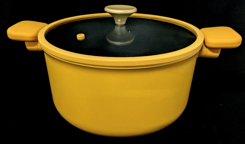 New CAROTE 7.75" Nonstick 4.75" Tall Stock Pot with Lid, Non-Stick Induction Compatable, Lemon Drop Color