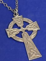 Sterling Celtic Braid Irish High Cross Necklace Crosss 1.25 inch 925 Stamped Ring clasp 17 inch