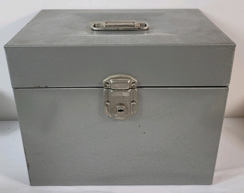 Porta-File Metal File Box w/Handle . Measures 12.5"&times;10"&times;9"