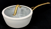 New Thyme & Table Signature Ribbed Ceramic Non-Stick 2.3L Saucepan with Lid, Suitable For All Cook Tops