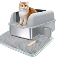 New in Box | Anyask Stainless Steel Cat Litter Boxes with Lid High Wall Sides Enclosure for All Cat Sizes & Multi Cats