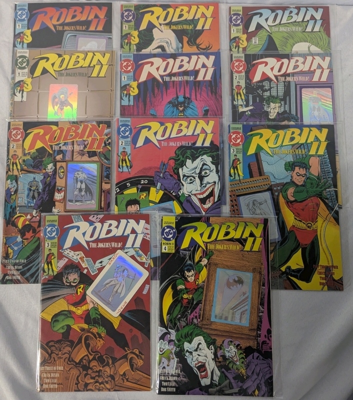 11 DC Robin II: The Joker's Wild Comics with Holographic Cards. Issues 1-4.