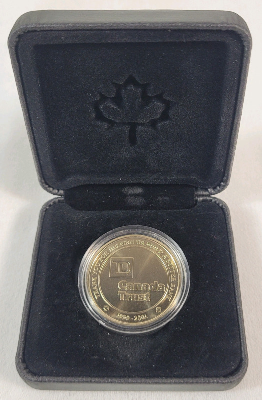 2001 (1999-) TD Canada Trust Commemorative Coin w/Case . This commemorative coin/token was created to celebrate the merger of TD Bank and Canada Trust.