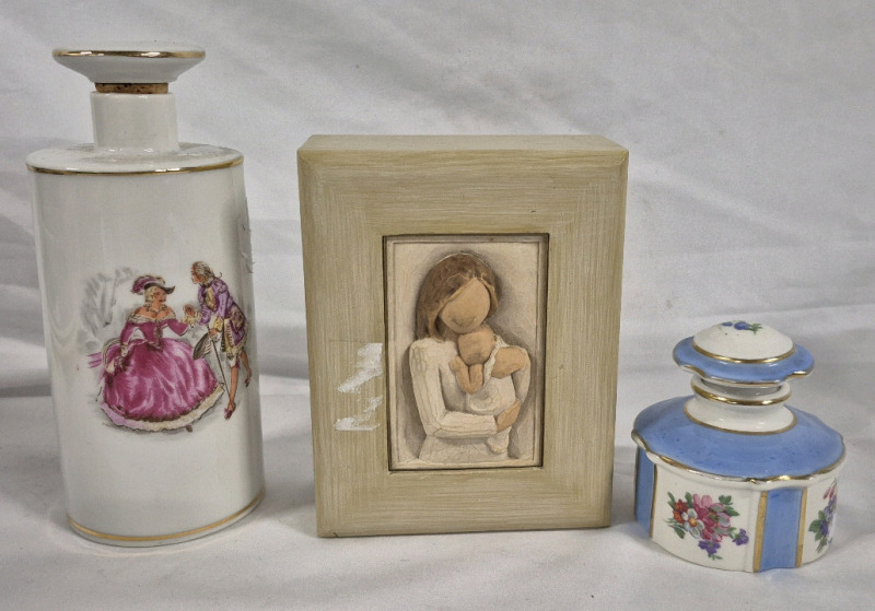 3 Vintage Ladies Dresser Lot - Perfume Holders & Trinket Box