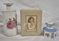 3 Vintage Ladies Dresser Lot - Perfume Holders & Trinket Box