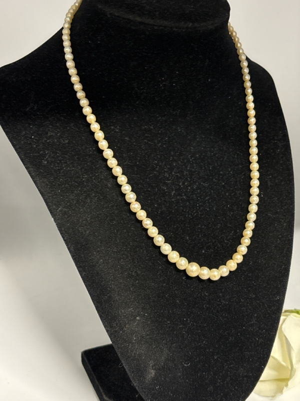 Very Old Fresh Water Pearl strand with Sterling Fish Hook Clasp Approximately 16 inch