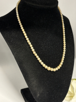 Very Old Fresh Water Pearl strand with Sterling Fish Hook Clasp Approximately 16 inch