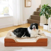 New PAWZ Road Orthopedic Dog Bed, LARGE Dog Bed with Removable Washable Cover, Waterproof Lining & Cover, Egg-Crate Memory Foam and Non-Slip Bottom for Large and Medium Dog, Khaki - Retails Over $50