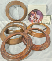 6 Vintage Wooden Plate Frames and ELVIS PLATE